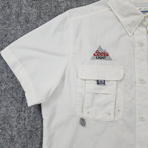 Columbia PFG Shirt Womens Medium White Coors Light CCMF Short Sleeve Hiking Vent - Picture 7 of 16